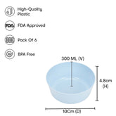 Anko Plastic Set Of 6 Brights Bowls | Non-Slippery & Non-Sticky | 4.8Cm (H) X 10Cm (D) | (Pack Of 6), 0.3 Liter, Multicolor